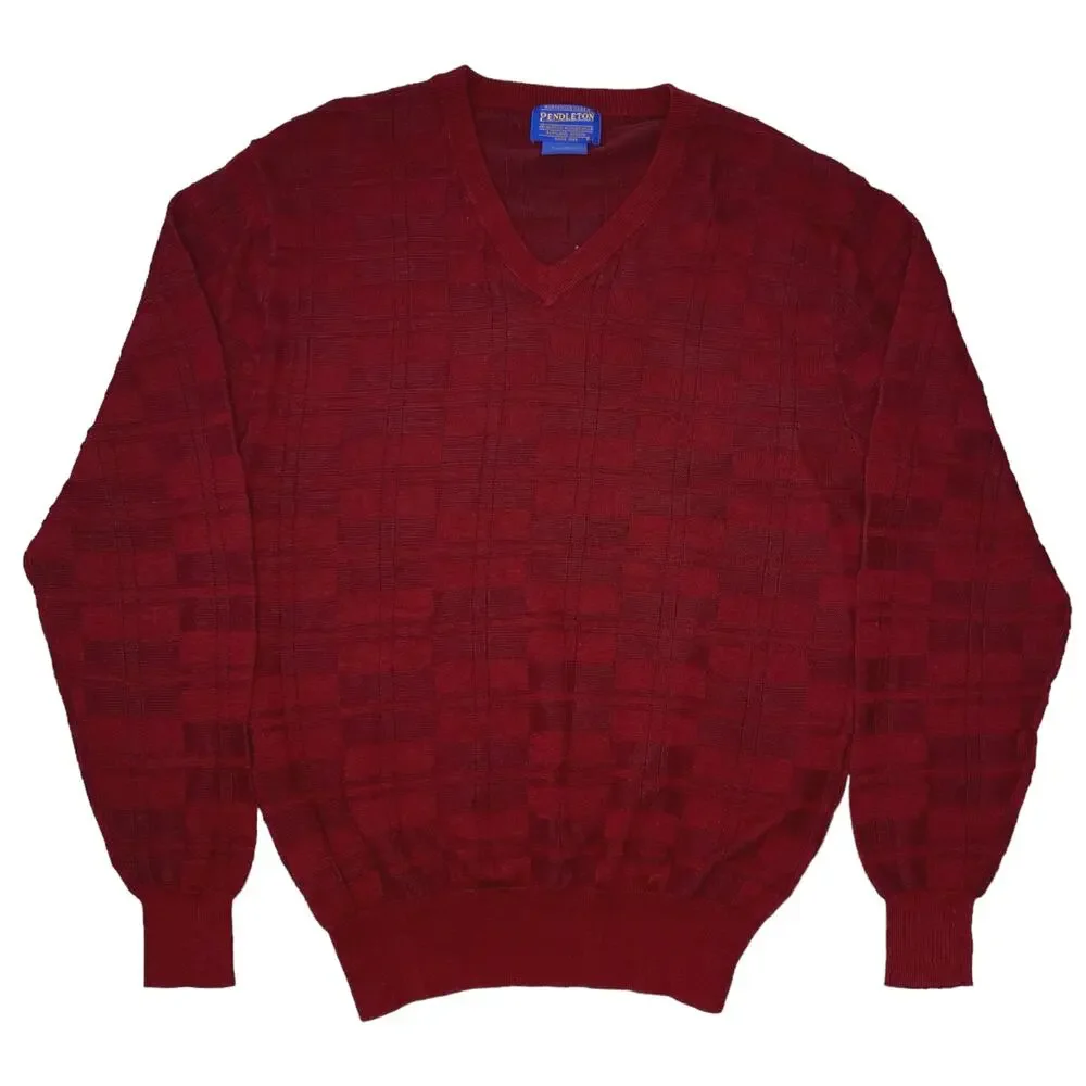Pendleton Mercerized Cotton V-Neck Brick Red Sweater Size Medium